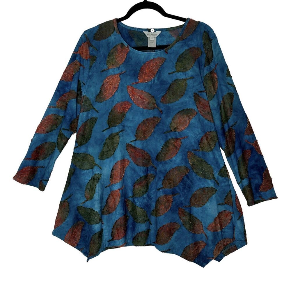 Multiples Blouse Women's Medium Top Multicolor Tunic‎ Fall Stretch